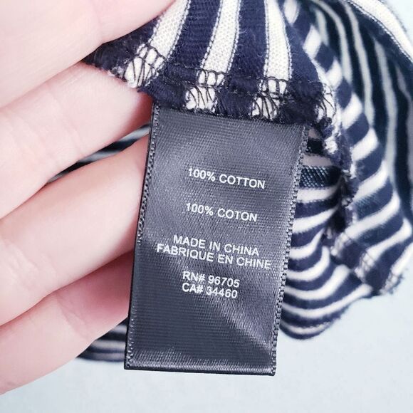 La Vie Rebecca Taylor Black and White Striped V-neck Ruffle Tee - Picture 5 of 6